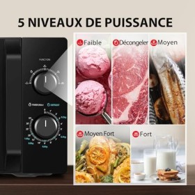 Toshiba Micro-ondes 20L MW2-MM20P BK , Micro-ondes sur Pied, 800W, 5 Niveaux de Puissance, avec Décongélation Facile, éclaira