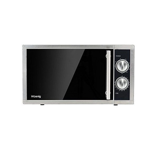 H.Koenig Four à Micro-ondes Compact Digital 20L VIO2, 700W, Plateau tournant 24,5cm, Multifonction Programmable 6 niveaux de