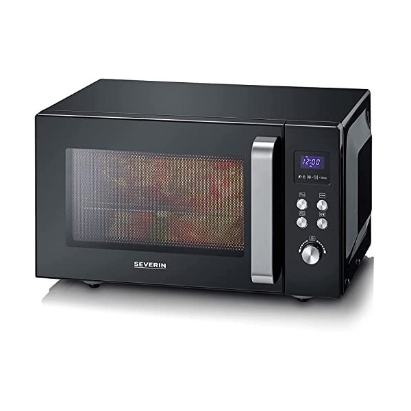 SEVERIN Four à micro-ondes 25 L, 1 950 W, Four micro-onde avec fonction gril et chaleur tournante brassée, Micro-onde avec 10