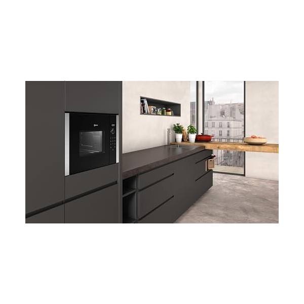 NEFF HLAWD23N0B N50 Four à micro-ondes intégré avec programmes automatiques, cadran de commande et boutons One-Touch Porte à