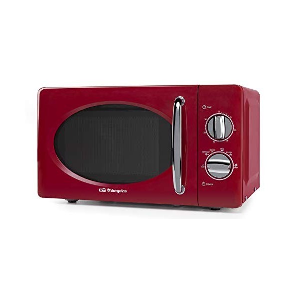 Orbegozo MI2020 Four à micro-ondes, 20 l de capacité, 6 niveaux de fonctionnement, minuterie jusqu’à 30 min, modèle vintage, 