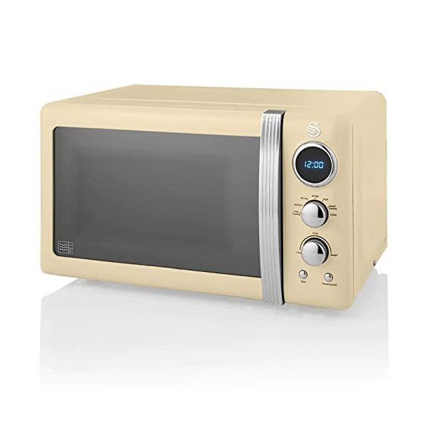 Swan Retro SM22030LBNEU Micro-ondes Numérique 20L, 5 Niveaux de Puissance, Fonction Décongélation, Minuterie 60 Minutes, Port