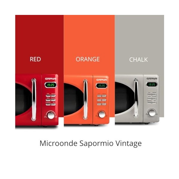 G3 Ferrari G10155 "Sapormio Vintage" Micro-ondes Vintage Combiné Numérique, 1150 W, 20 litres, 8 programmes, 4 modes de cuiss