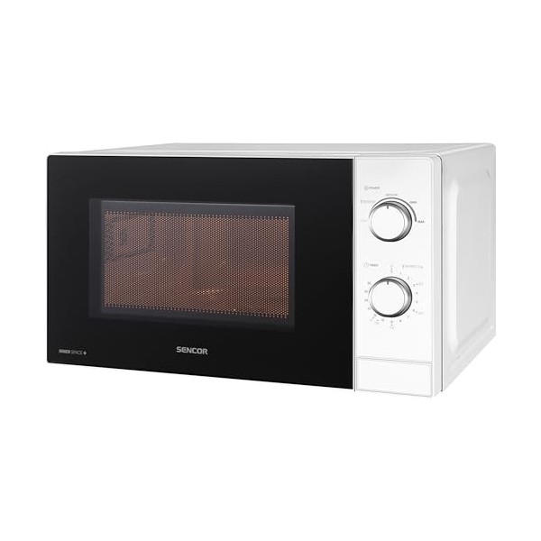 Sencor Four à Micro-ondes Compact, EasyClean, 20L - Rapide 700W, 5 Niveau de Puissance, Plateau tournant 25.5cm, Minuterie ju