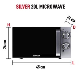 Haden Four à micro-ondes de 20 L – Micro-ondes de 700 W avec 6 niveaux de puissance et minuterie de 30 minutes – Adapté aux f