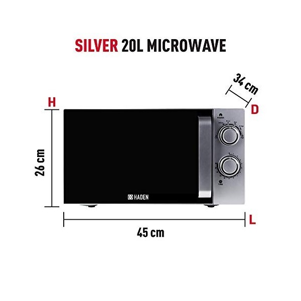Haden Four à micro-ondes de 20 L – Micro-ondes de 700 W avec 6 niveaux de puissance et minuterie de 30 minutes – Adapté aux f