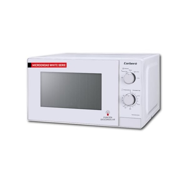 Corberó CMICM4020W Micro-ondes à installation libre, cap. 20 litres, blanc, puissance 700 W, décongélation, 5 niveaux puissan