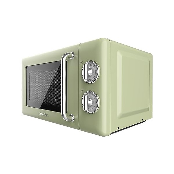 Cecotec Micro-Ondes Mécanique Proclean 3010 Retro Vert. 20 L, 700 W en 6 niveaux, minuterie jusquà 30 minutes, mode dégivrag