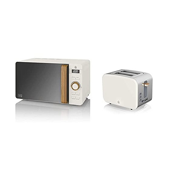 Swan Nordic Micro-ondes numérique 20 L, 6 niveaux de fonctionnement, 800 W de puissance, minuterie 30 min, nettoyage facile, ...