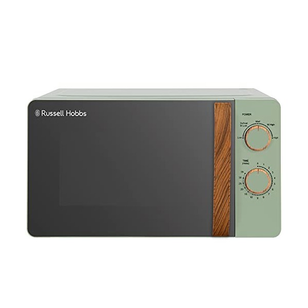 Russell Hobbs Micro-ondes RHMM713MG-N manuel avec poignée et bouton effet bois - Vert mat - 17 L
