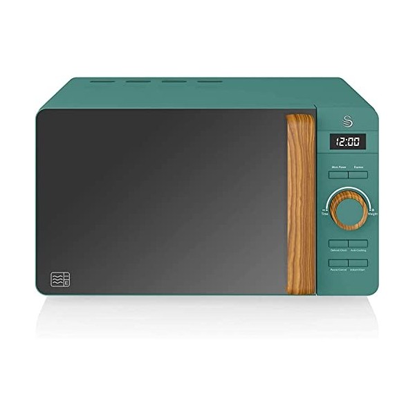 Swan Nordic Micro-ondes Numérique 20 L, 6 Niveaux de Fonctionnement, 800 W Puissance, Minuterie 30 min, Nettoyage Facile, Mod