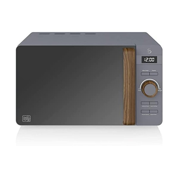 Swan Nordic Micro-ondes Numérique 20 L, 6 Niveaux de Fonctionnement, 800 W Puissance, Minuterie 30 min, Nettoyage Facile, Mod