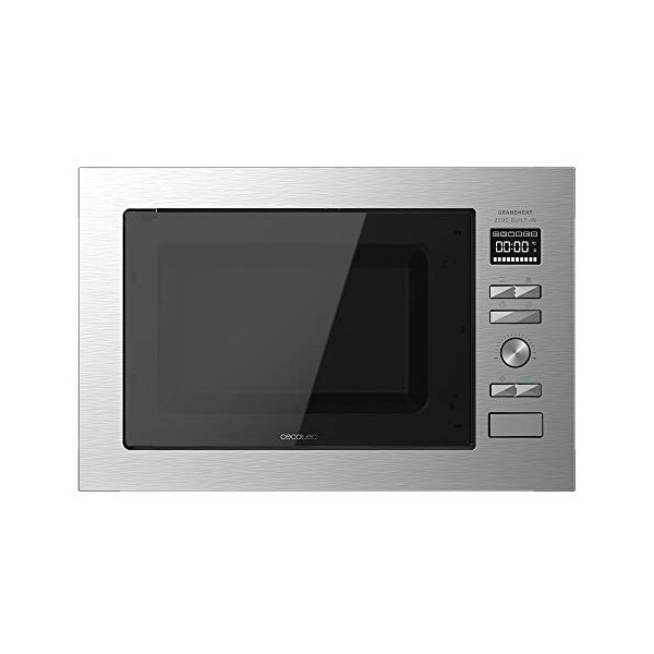 Cecotec Micro-ondes encastrable numérique GrandHeat 2090 Built-in Steel. 800 W de Puissancesur 5 niveaux, 20 L de capacité, G