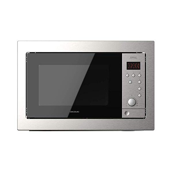 Cecotec Micro-ondes encastrable numérique GrandHeat 2090 Built-in Steel. 800 W de Puissancesur 5 niveaux, 20 L de capacité, G