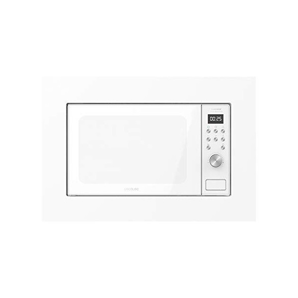 Cecotec Micro-ondes encastrable numérique GrandHeat 2090 Built-in Steel. 800 W de Puissancesur 5 niveaux, 20 L de capacité, G
