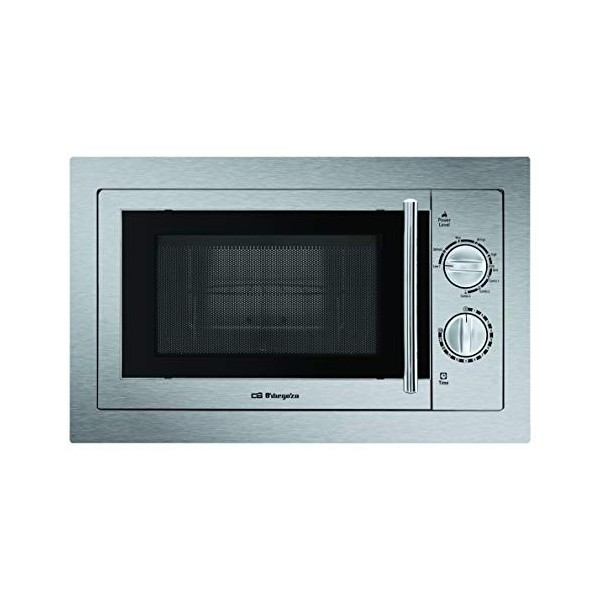 Orbegozo MIG2033 encastrable Full INOX, capacité de 20 litres, 9 niveaux, puissance du micro-ondes de 800 W et du grill de 10