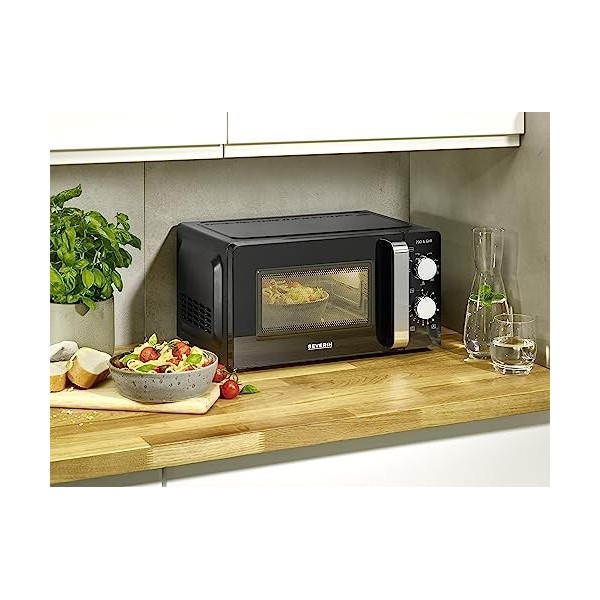 SEVERIN Four Micro-ondes, Gril 900W, 17L, 9 niveaux de puissance, Minuteur 30 min, Plateau tournant amovible Ø24,5cm , Noir,