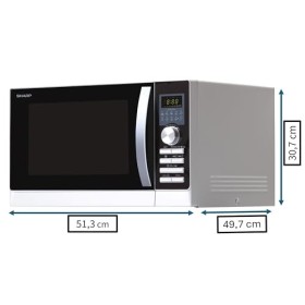 Sharp R843INW 3-in-1 Micro-Ondes à Air Chaud, Grill et Convection/ 25 L/ 800 W/ 1000 W Grill/ 2500 Convection/ 10 Programmes 