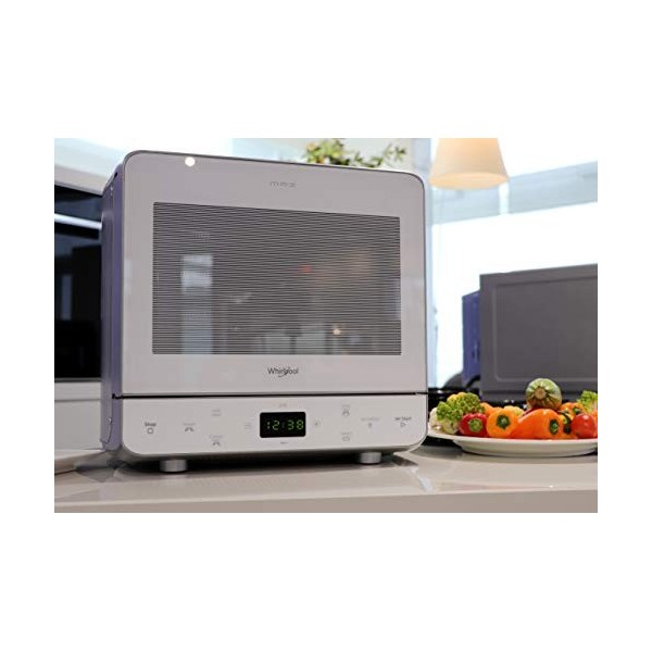 Whirlpool Max 39 WSL - Four à micro-ondes et grill, 13 litres, argenté, avec cuit-vapeur, grille haute, assiette avec poignée