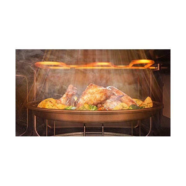 SAMSUNG MG23T5018CW Micro-ondes avec grill 23L 800 W, céramique émail, grill Fry et stand by Eco, couleur blanche