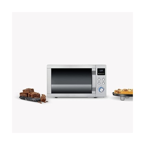 SEVERIN Four Micro-ondes, Gril, Chaleur tournante 2 150W, 25L, 10 niveaux de puissance, Plaque à pizza Ø 28 cm , Inox, MW 77