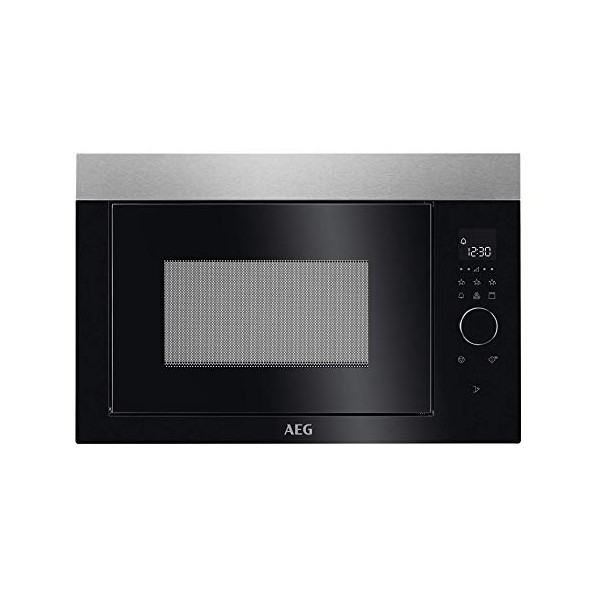 AEG MBE2657DEM Micro-ondes encastrable 60 cm/Commande tactile/Fonction grill/Écran avec horloge 596 mm/900 Watt/26 Liter Acie