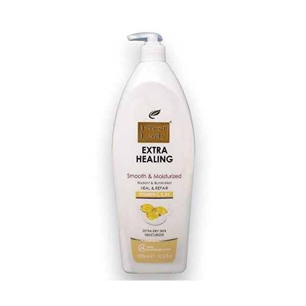 First Lady Extra Healing Lotion hydratante pour les mains et le corps à la vitamine C, E et B5 1000 ml – Peau très sèche