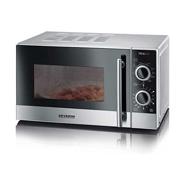 SEVERIN Four à micro-ondes Gril 20 L, Four micro-onde avec 9 niveaux de puissance, jusquà 900 W, Micro-onde avec grille, Min