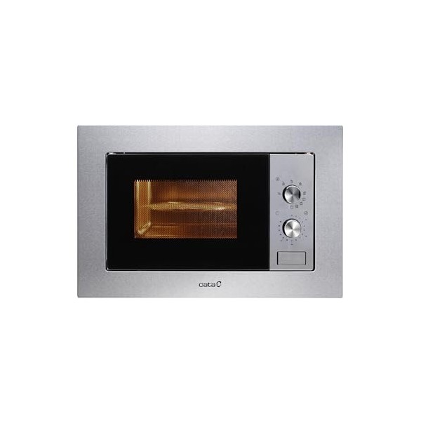 CATA - MC 20 IX - Micro-ondes encastrable - Inox - Intérieur en acier inoxydable - 5 niveaux de puissance - Gril de 1000W - D