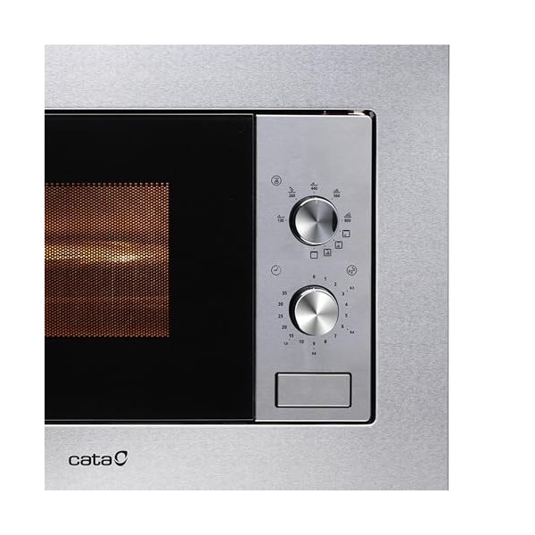 CATA - MC 20 IX - Micro-ondes encastrable - Inox - Intérieur en acier inoxydable - 5 niveaux de puissance - Gril de 1000W - D