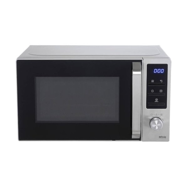 Silva-Homeline MWG-E 20.8 Inox Micro-ondes avec gril, 800-1000 W, écran LCD rétroéclairé, espace de cuisson 20 l, 5 niveaux d