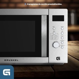 Grunkel - Digital microwave with grill and oven with 30 litre capacity made of stainless steel and 900 W. 5 power settings an