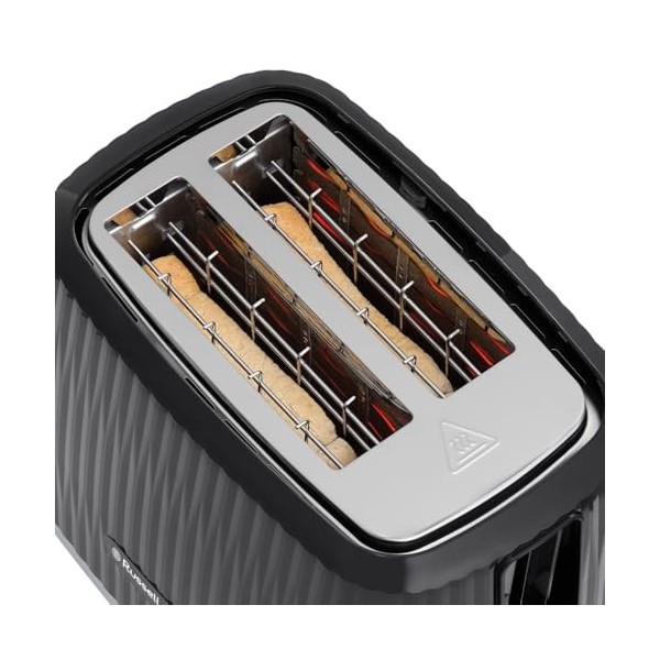 Russell Hobbs Grille-pain 2 fentes larges 6 niveaux de brunissage, surélévation, dégivrage, réchauffe-viennoiseries, arrêt a