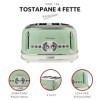 Ariete Vintage 4 Slices Toaster 156, Grille-Pain avec 6 Niveaux de Grillage, Éjection Automatique, Fonction Décongélation, Ti