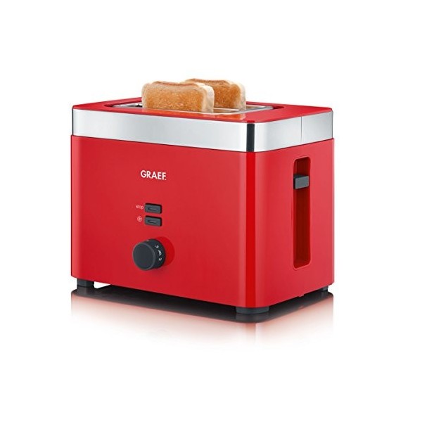 Graef TO63EU TO 63 Grille-pain à 2 tranches, plastique, rouge, 27,3 x 17,8 x 19,5 cm