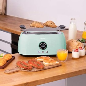 Cecotec Grille-pain numérique ClassicToast 15000 Blue ExtraDouble. 1500 W, 2 fentes très longues et larges, 3 fonctions préco