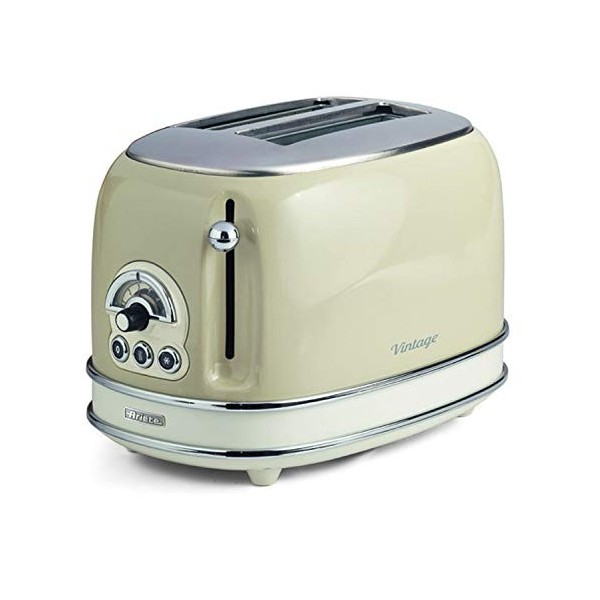 Ariete Vintage 155 Grille-Pain design 2 Tranches avec Pince, 6 Niveaux de Grillage, Beige Pastel & Vintage 2877 Bouilloire Él
