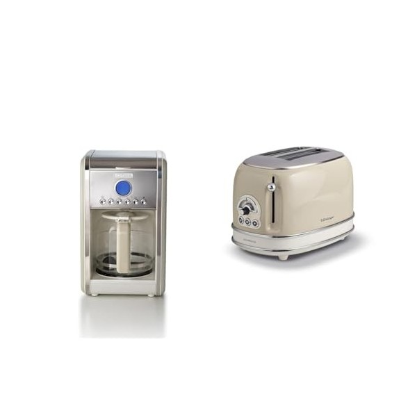 Ariete 1342 Machine à Café, 12 Tasses & Ariete Vintage 155 Grille-Pain design 2 Tranches avec Pince, 6 Niveaux de Grillage, 8