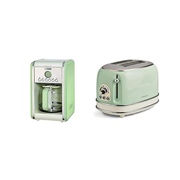 Ariete 1342 Machine à Café, 12 Tasses & Ariete Vintage 155 Grille-Pain design 2 Tranches avec Pince, 6 Niveaux de Grillage, 8