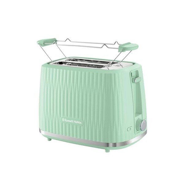Russell Hobbs Grille-pain 2 fentes larges 6 niveaux de brunissage, surélévation, dégivrage, réchauffe-viennoiseries, arrêt a