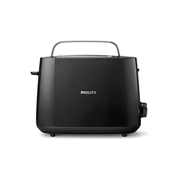 Philips Grille-pain - 2 Fentes, 8 Réglages, Réchauffe-Viennoiseries, Décongélation, Surélévation, Arrêt Automatique, Noir HD