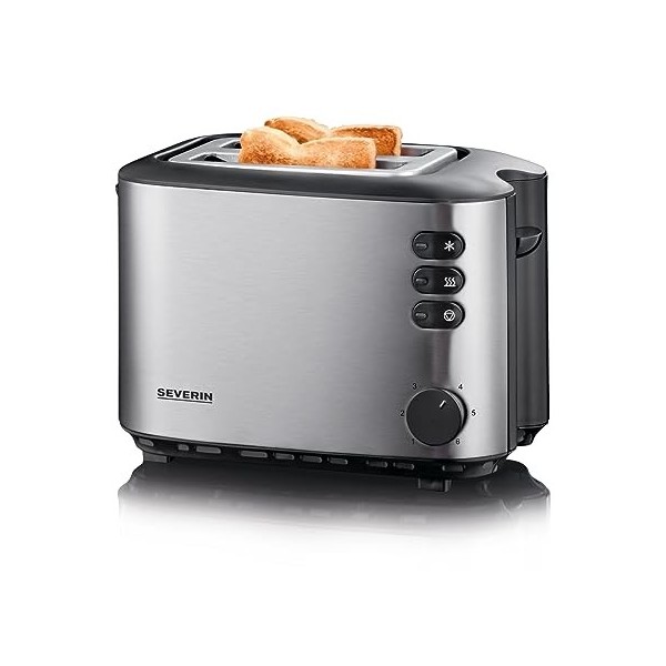 SEVERIN Grille-pain automatique 850 W, Toaster compact 2 fentes jusquà 2 tranches, Grille-pain électrique avec réglage du de