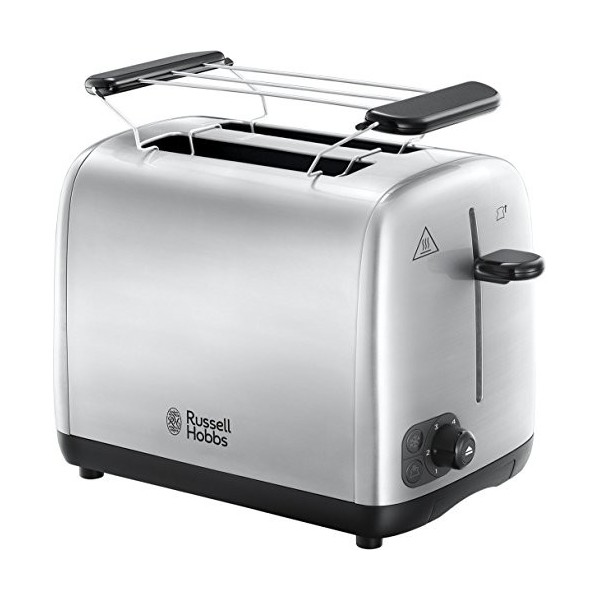 Russell Hobbs Grille Pain [Pour 2 Tranches] Adventure Acier Inox 2 Fentes extra larges,6 Niveaux de Brunissage rapide,Surélé