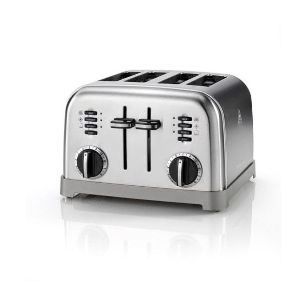 Cuisinart Grille-pain 4 tranches - Fentes larges, idéal pour le pain épais et les bagels - 6 niveaux de brunissage et décongé