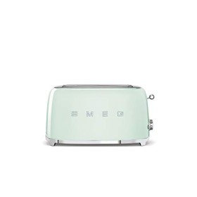 Smeg, Grille-pain 4 Tranches TSF02BLEU, 2 Fentes 36 mm, 6 Niveaux de Brunissage, Fonction Chauffage, Décongélation et Bagel, 