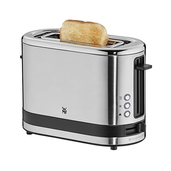 WMF KITCHENminis Grille-Pain, 1 Fente, 600W, Design Extra Compact, 7 niveaux de Brunissage, Réchauffe Viennoiserie, Inox Crom