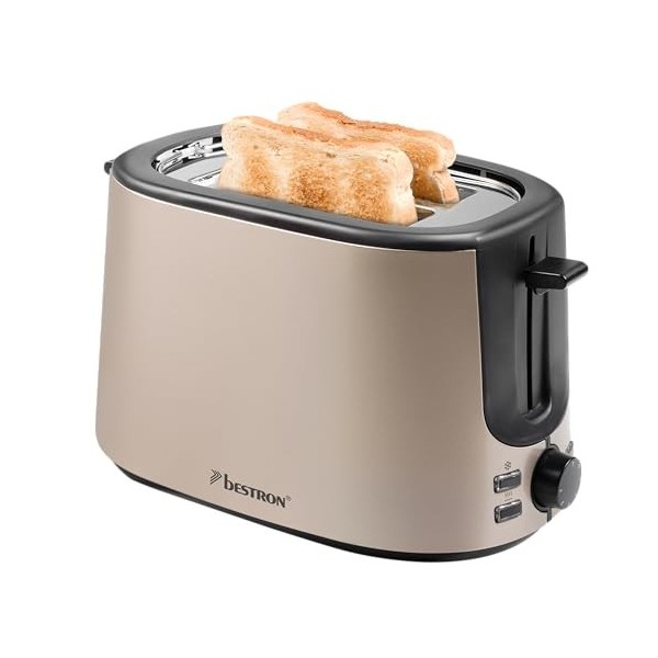 Bestron Grille-pain pour 2 tranches de pain grillé, Inclut support à petits pains, 7 niveaux de dorage et tiroir à miettes, 8