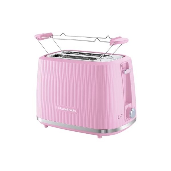 Russell Hobbs Grille-pain 2 fentes larges 6 niveaux de brunissage, surélévation, dégivrage, réchauffe-viennoiseries, arrêt a