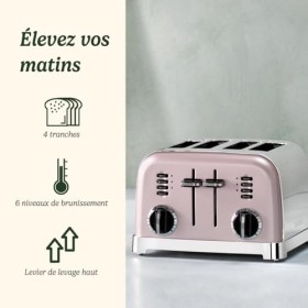 Cuisinart Grille-pain 4 tranches - Fentes larges, idéal pour le pain épais et les bagels - 6 niveaux de brunissage et décongé