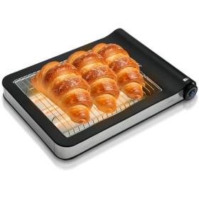 Sogo Grille-pain plat horizontal pour pain et pâtisserie – Grille-pain électrique avec éléments chauffants à quartz 4 tranch
